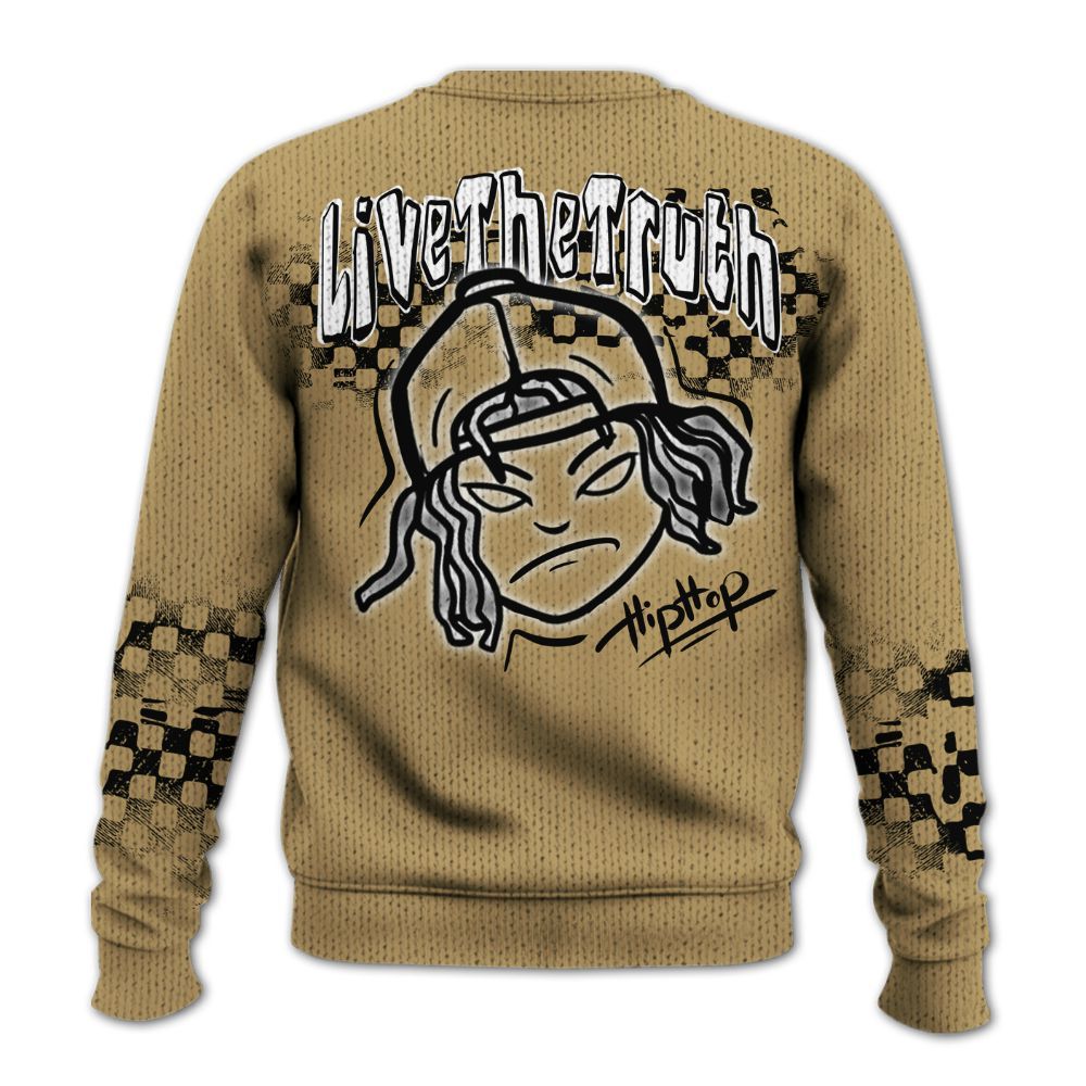 Knitted Sweater To Match High OG Black Metallic Gold 1s - Feel Life Street Style
