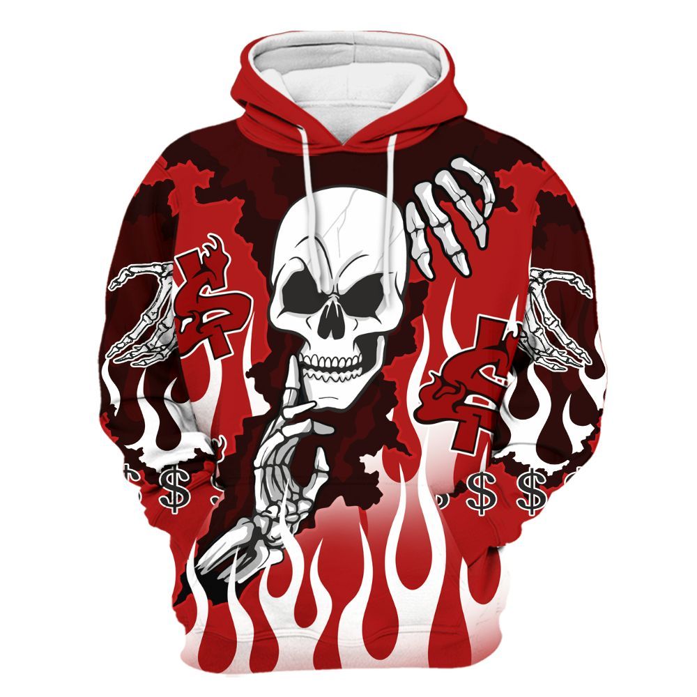 Hoodie To Match Low Terror White University Red 1s - Ones Move In Silence Graphic Trapped All Over Print