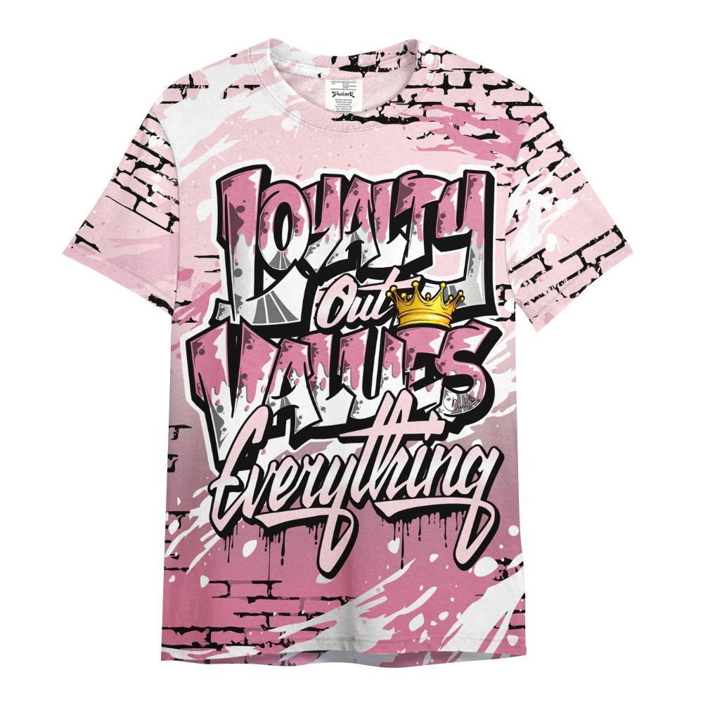 Shirt To Match GS Pearl Pink 12s Shirt, Values Of Loyalty Drip All Over Print