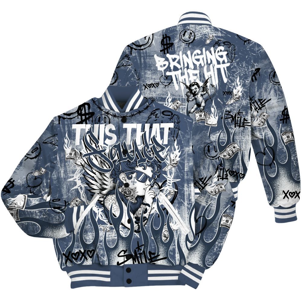 Varsity Jacket To Match Low Diffused Blue 11s Shirt, This That Sauce Angel All Over Print