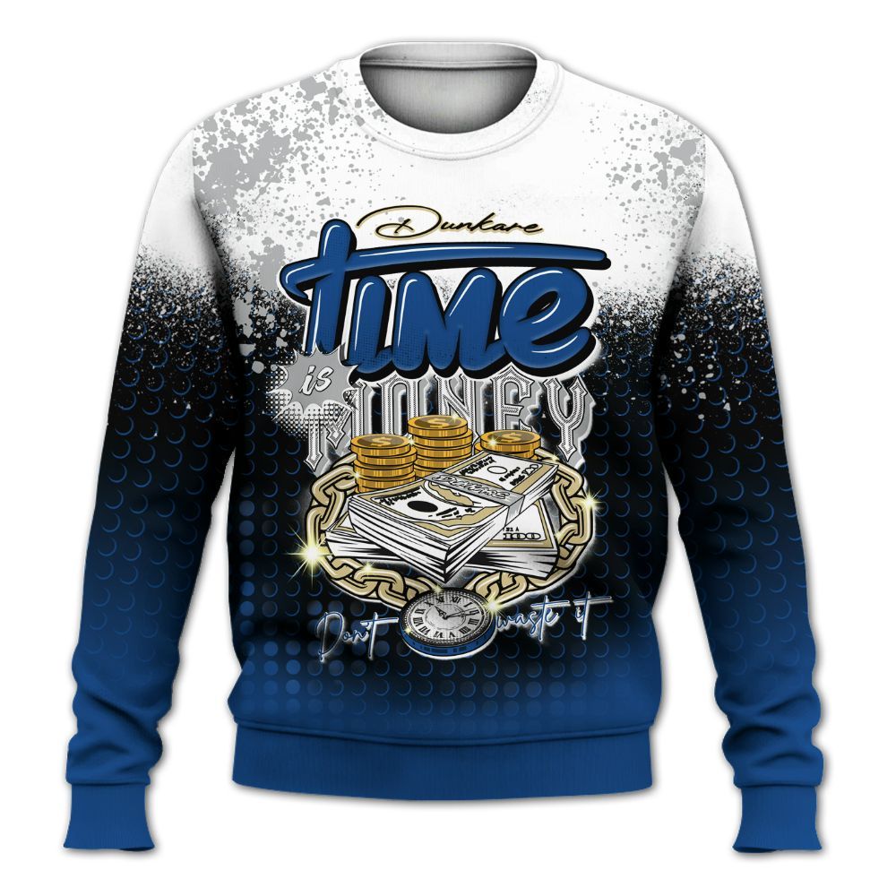 Sweatshirt To Match Air Ship Royal Blue - Halftone Time Is Money All Over Print