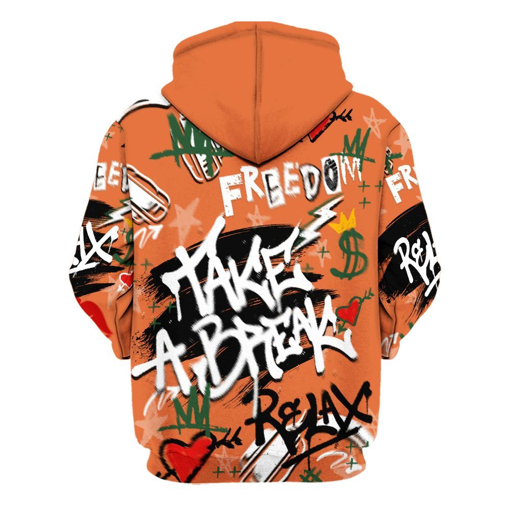Hoodie To Match Low Miami 5s - Take Break Freedom Graffiti Streetwear All Over Print