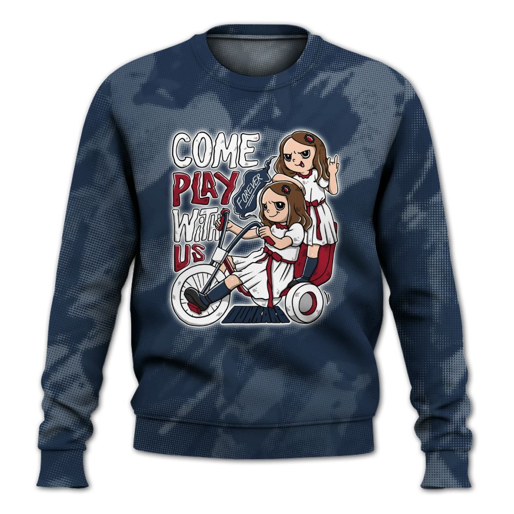 Sweatshirt To Match White Midnight Navy 6s - Come Hangout Halloween Abstract Halftone All Over Print