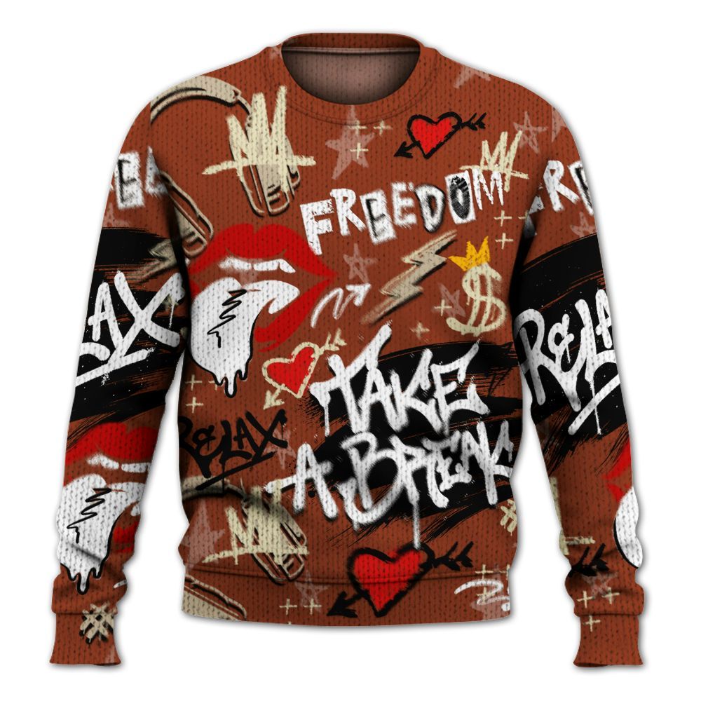 Knitted Sweater To Match Retro Eastside Golf 12s - Take Break Freedom Graffiti Streetwear