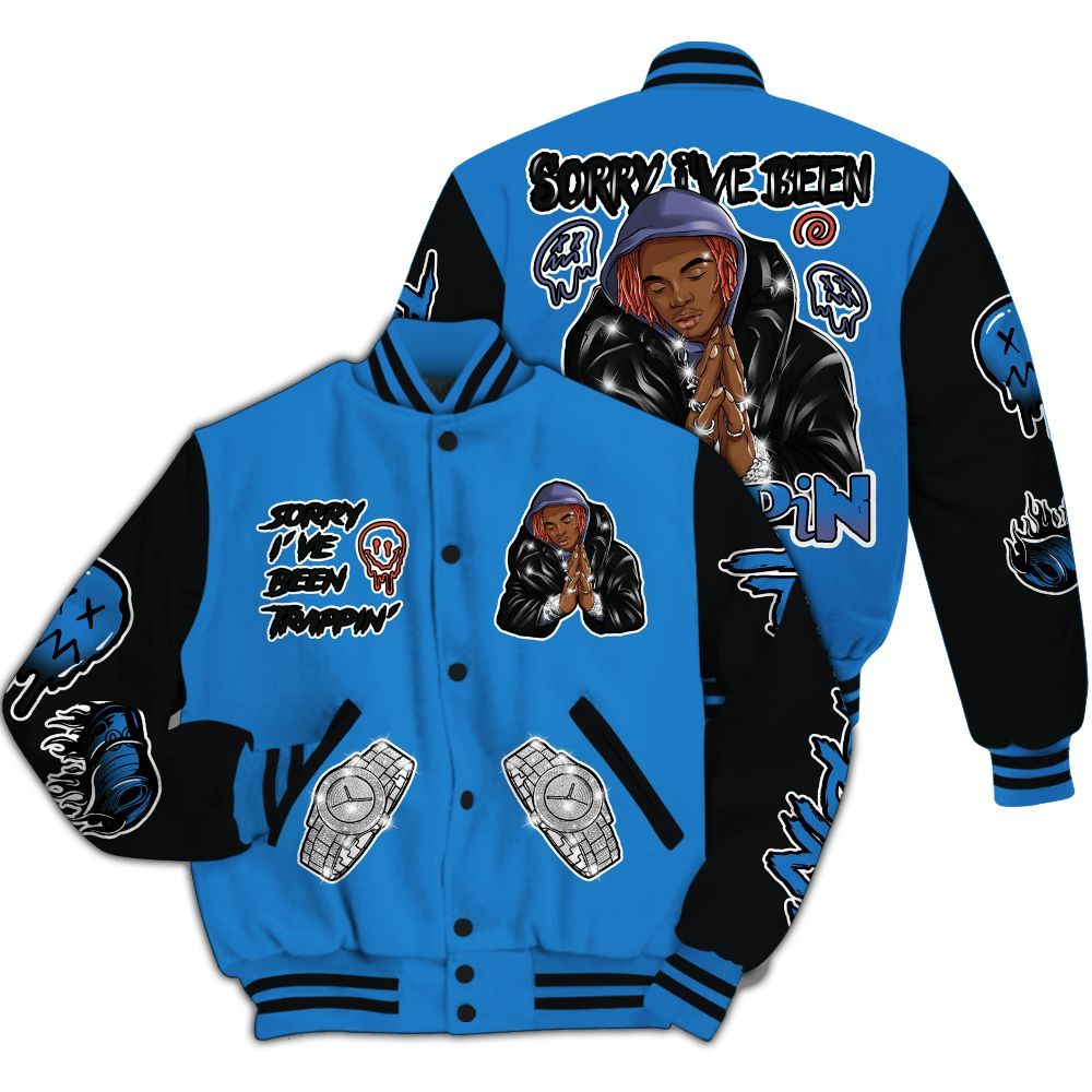 Varsity Jacket To Match Hi-Res Blue 700s - Trappin' Unique All Over Print