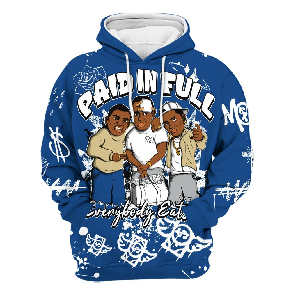 Hoodie To Match Air Ship Royal Blue - Everybody Paid In Full Crayon All Over Print