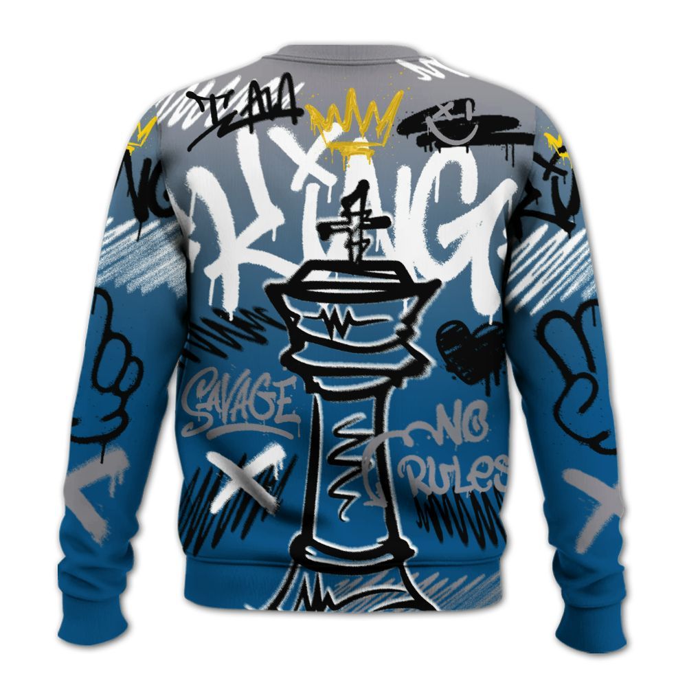 Sweatshirt To Match High OG True Blue 1s - Street King Chess Streetwear All Over Print