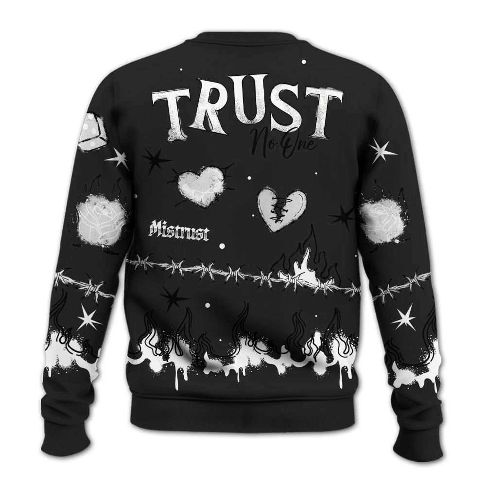 Sweatshirt To Match Black Cat 3s - Trust No One Snake-Bite Doodle Crayon All Over Print