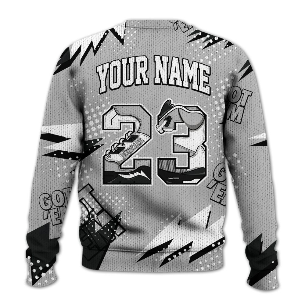 Knitted Sweater To Match Low 85 Metallic Black 1s - Custom Name Number 23 5s