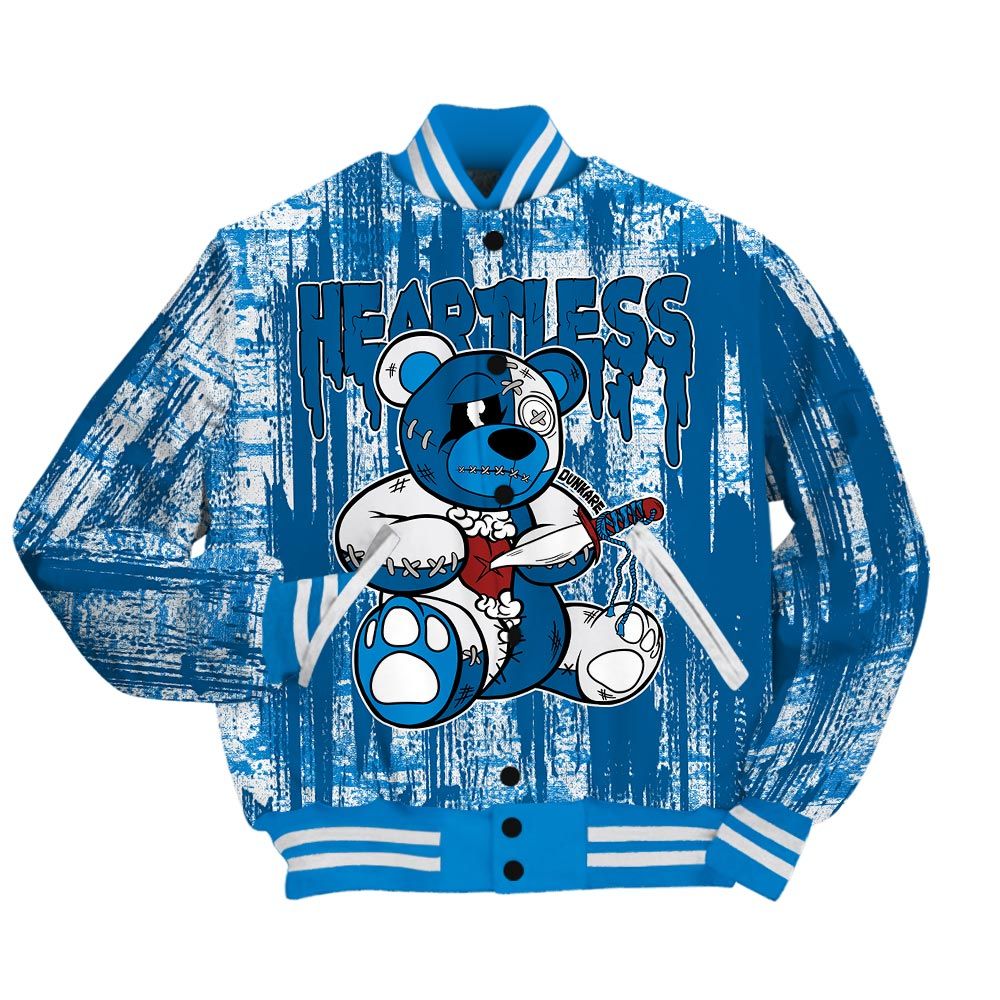 Varsity Jacket To Match Industrial Blue 4s - Heartless Bear Glitch Art Varsity Jacket Unisex