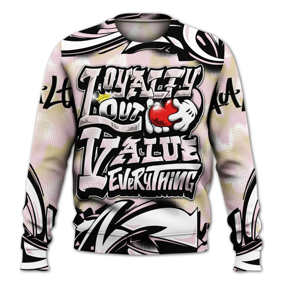 Sweatshirt To Match Denim Iced Carmine 4s - Loyalty Out Value Graffiti All Over Print