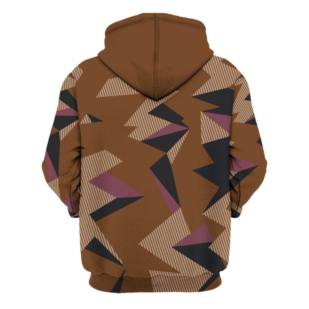 Hoodie To Match Archaeo Brown 3s - Geometric Camouflage Pattern All Over Print