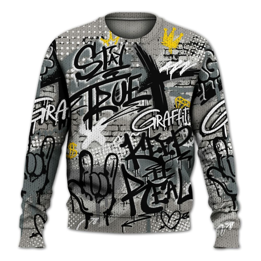Knitted Sweater To Match Cool Grey 9s - True It Real Graffiti Streetwear