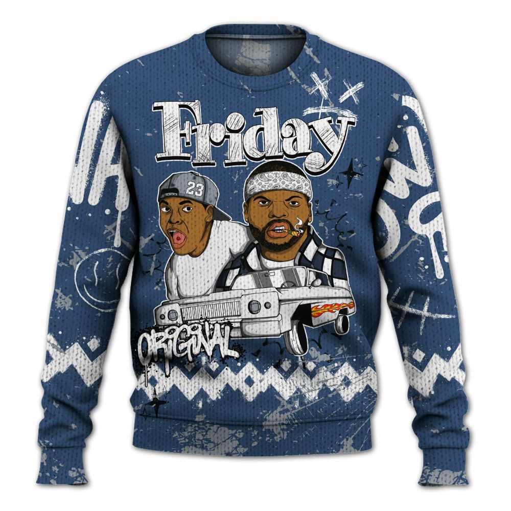 Knitted Sweater To Match Midnight Navy 4s - Friday Sneaker Crayon