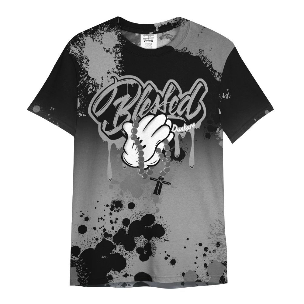 Shirt To Match Black Wolf Grey 12s - God Blessed Dripping All Over Print