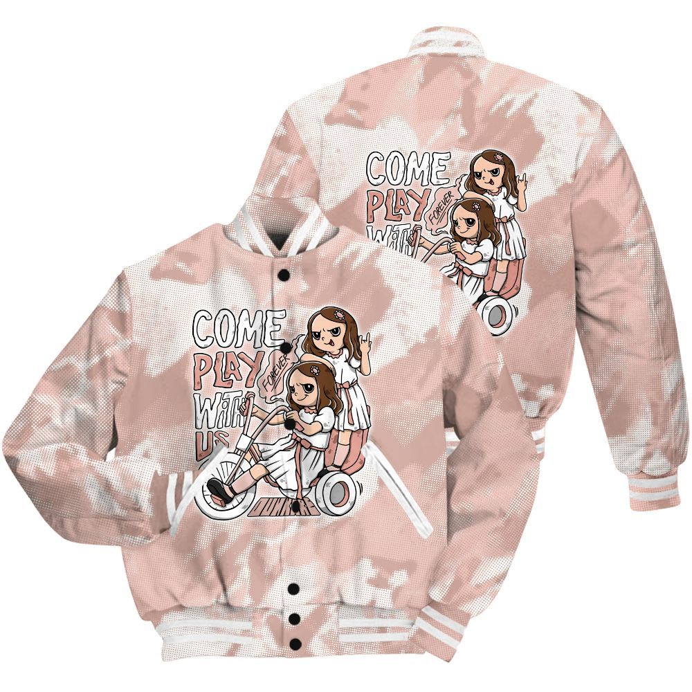 Varsity Jacket To Match Low Legend Pink 11s Shirt - Come Hangout Halloween Abstract Halftone All Over Print