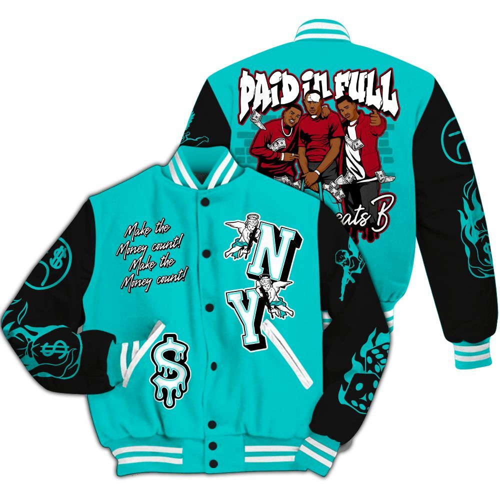 Varsity Jacket To Match Air Griffey Max 1 Freshwater - Paid In Full Money Graphic Varsity Jacket All Over Print