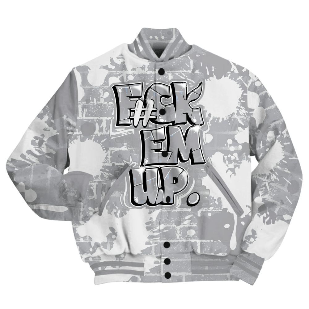 Varsity Jacket To Match Low OG Wolf Grey 1s Shirt - F#ck Em Graphic Brick Art All Over Print