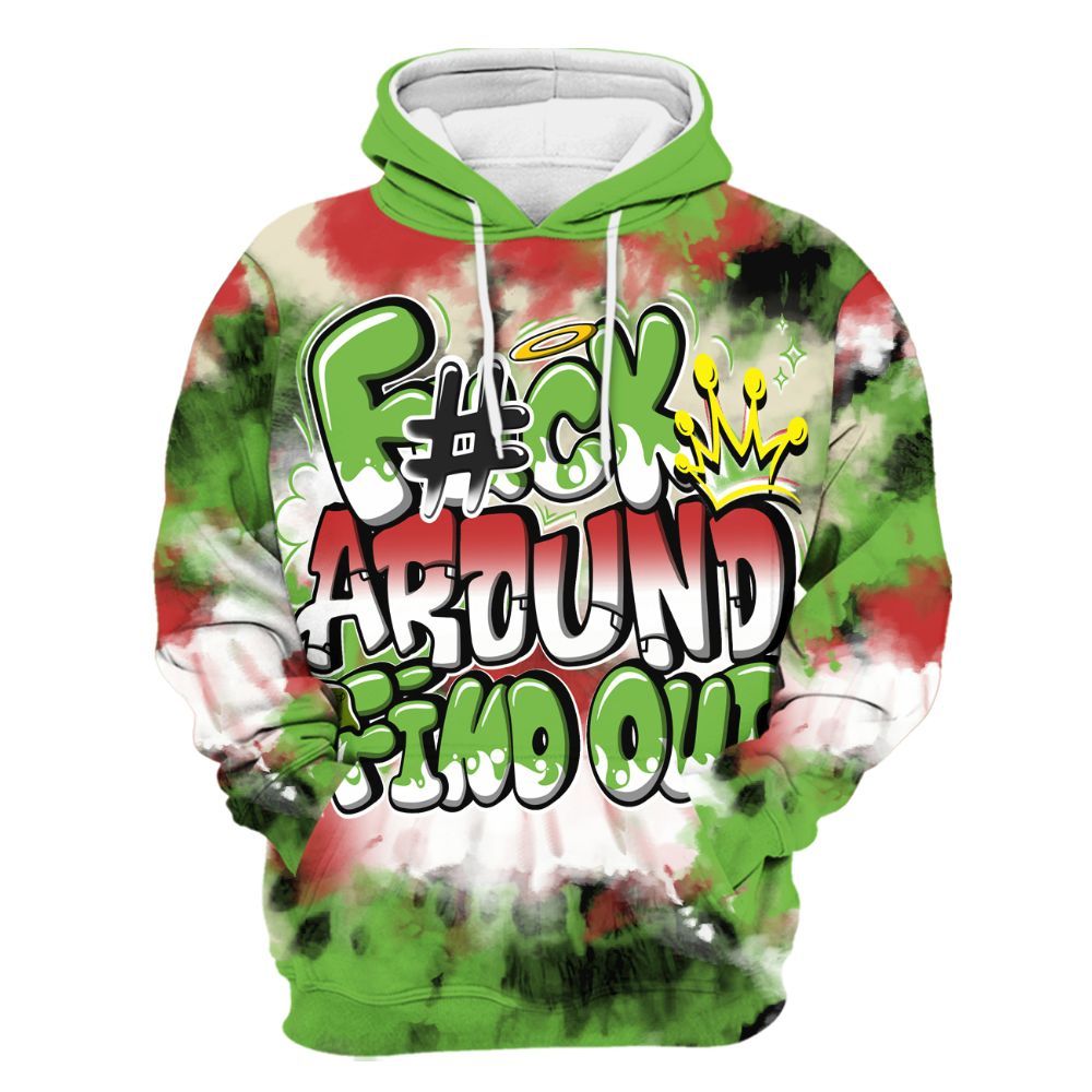 Hoodie To Match Air Max Waffle SP Action Green - Tie Dye FK Around Find Out All Over Print
