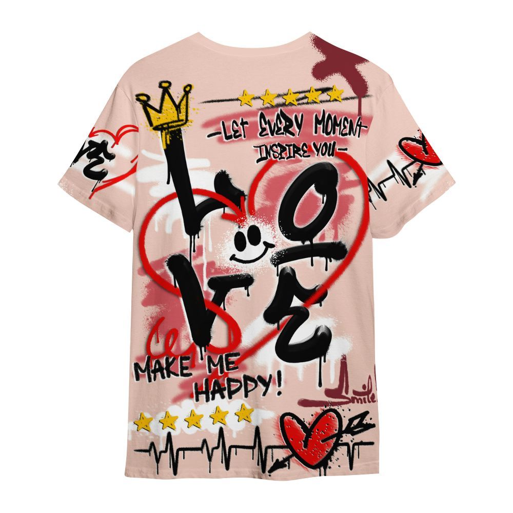 Shirt To Match Washed Coral 2s Shirt, Happy Love Beats Graffiti Streetwear All Over Print
