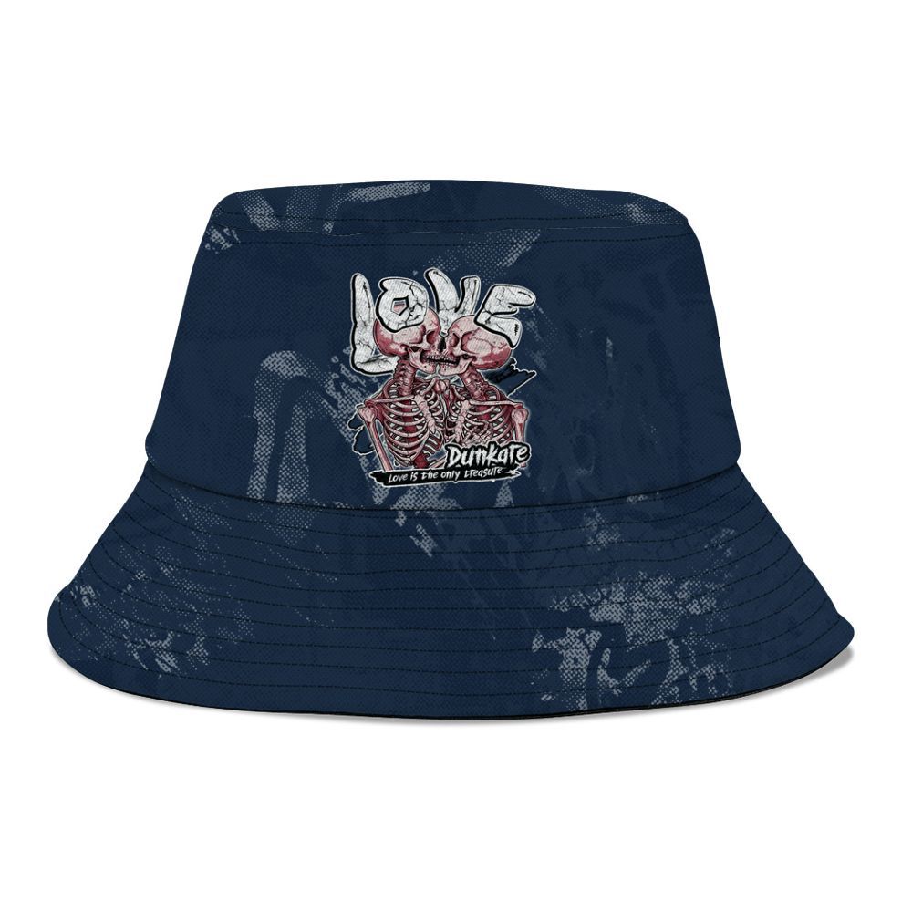 Bucket Hat To Match White Midnight Navy 6s - Skull Love Graphic