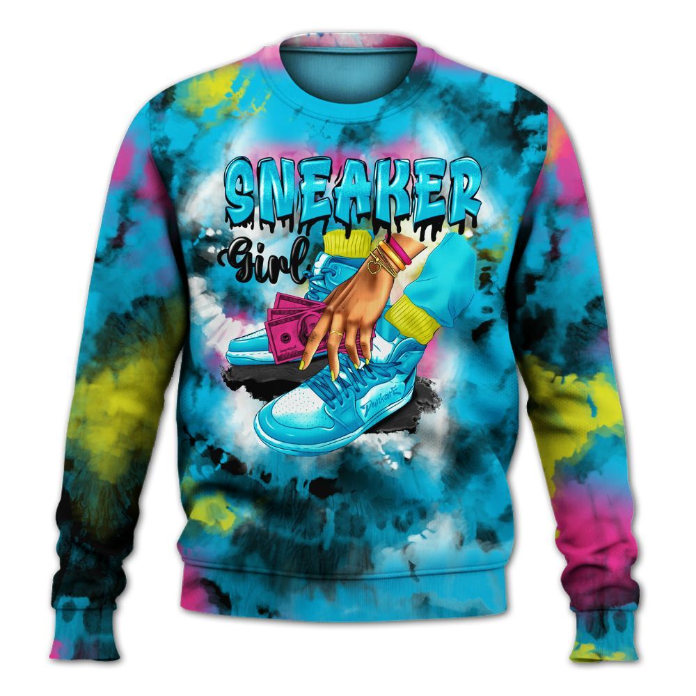 Sweatshirt To Match Tokyo Nights Stewie 3s - SNEAKER Girl Money Drip Tie Dye All Over Print