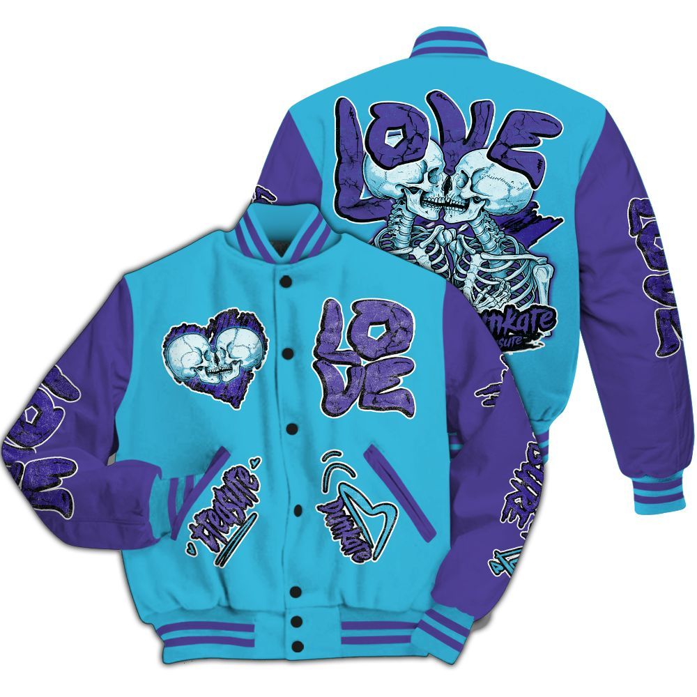 Varsity Jacket To Match Retro Aqua 6s - Skull Love All Over Print
