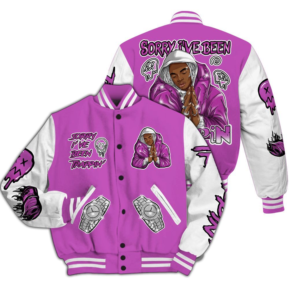 Varsity Jacket To Match Hyper Violet 4s - Trappin' Unique All Over Print