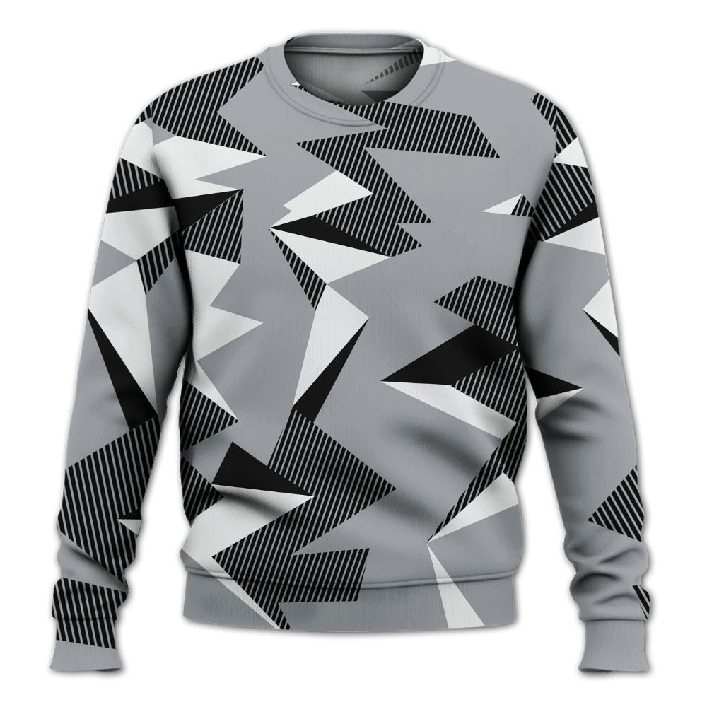 Sweatshirt To Match Black Wolf Grey 12s - Geometric Camouflage Pattern All Over Print