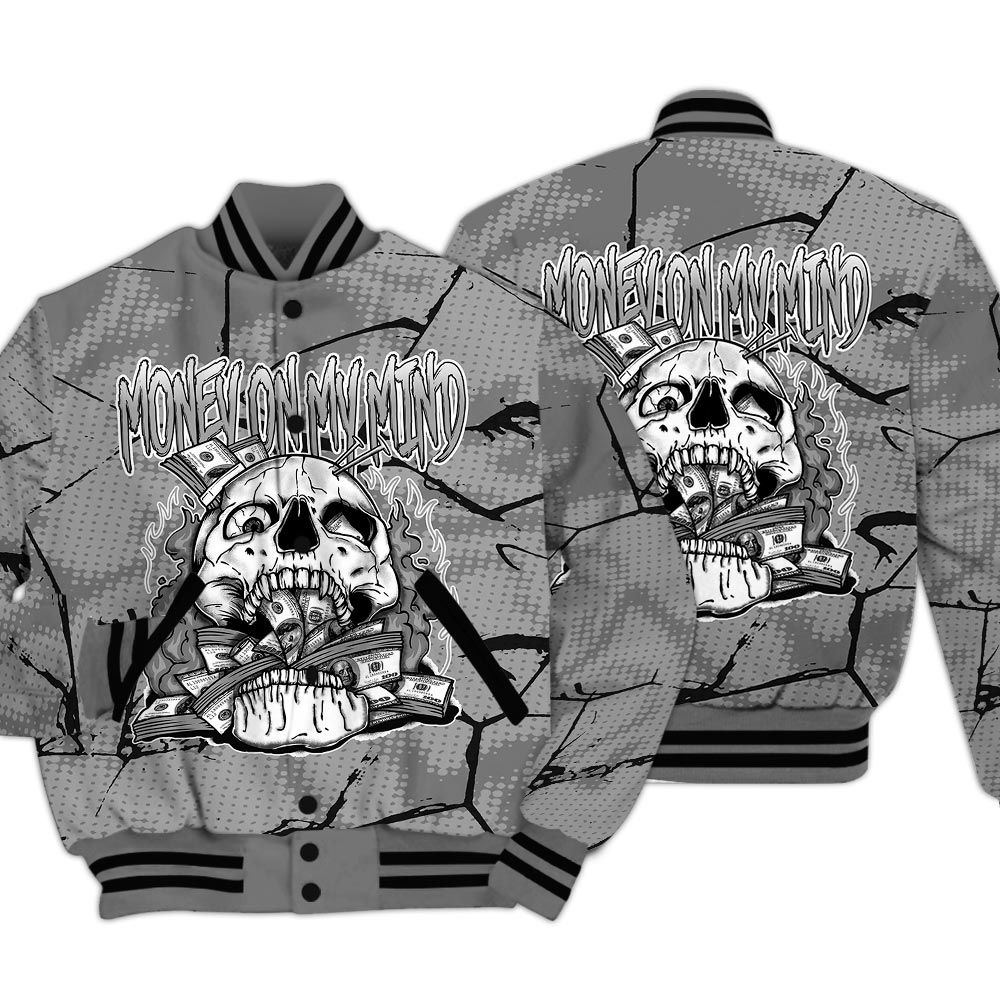 Varsity Jacket To Match Black Wolf Grey 12s - MOMM Skeleton Crack Varsity Jacket Unisex