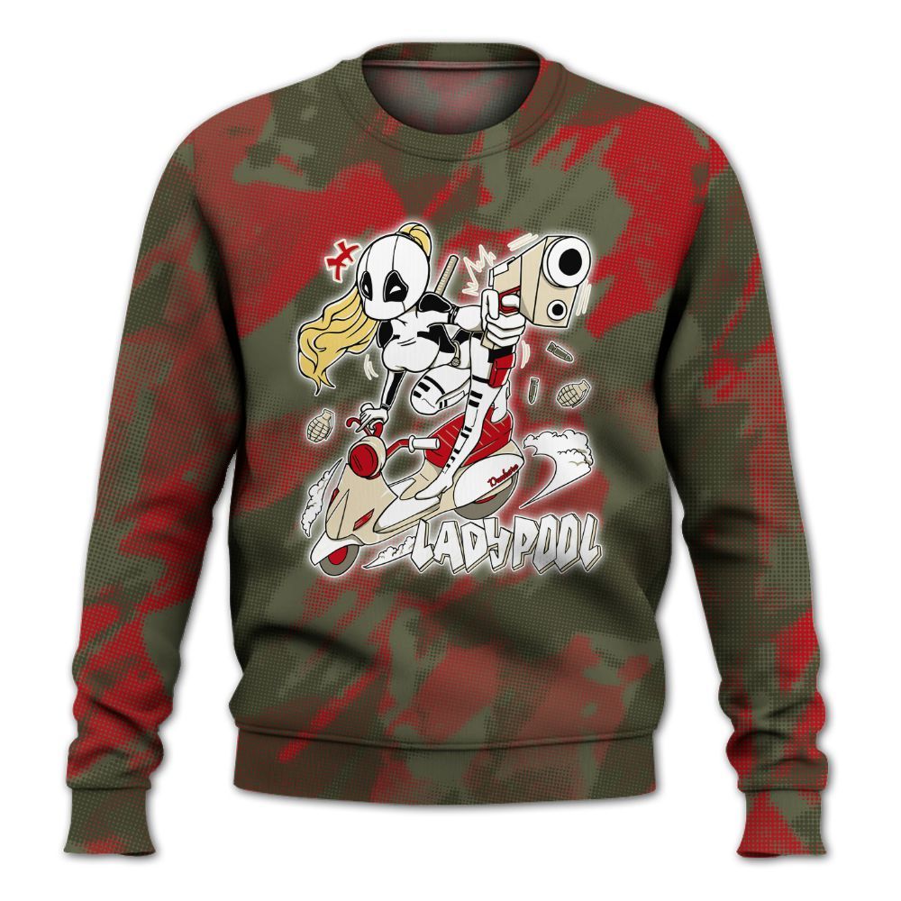 Sweatshirt To Match Travis Scott Low OG Medium Olive 1s - Lady Pool Cartoon Abstract Halftone All Over Print