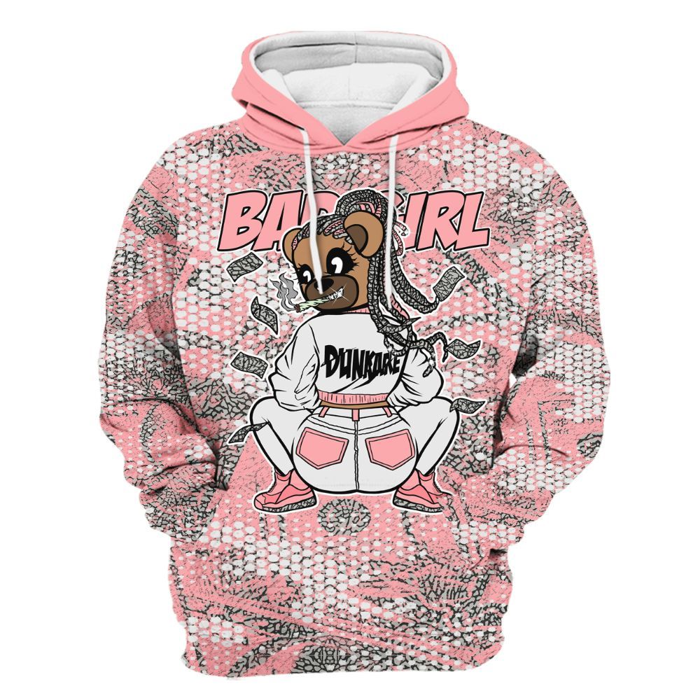 Hoodie To Match Retro Wings 3s - Rebellious Girl Bear Banknotes Art All Over Print