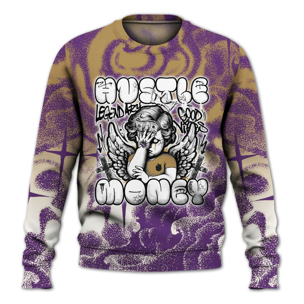 Sweatshirt To Match Air Diamond Turf Ravens - Angel Hustle Money All Over Print