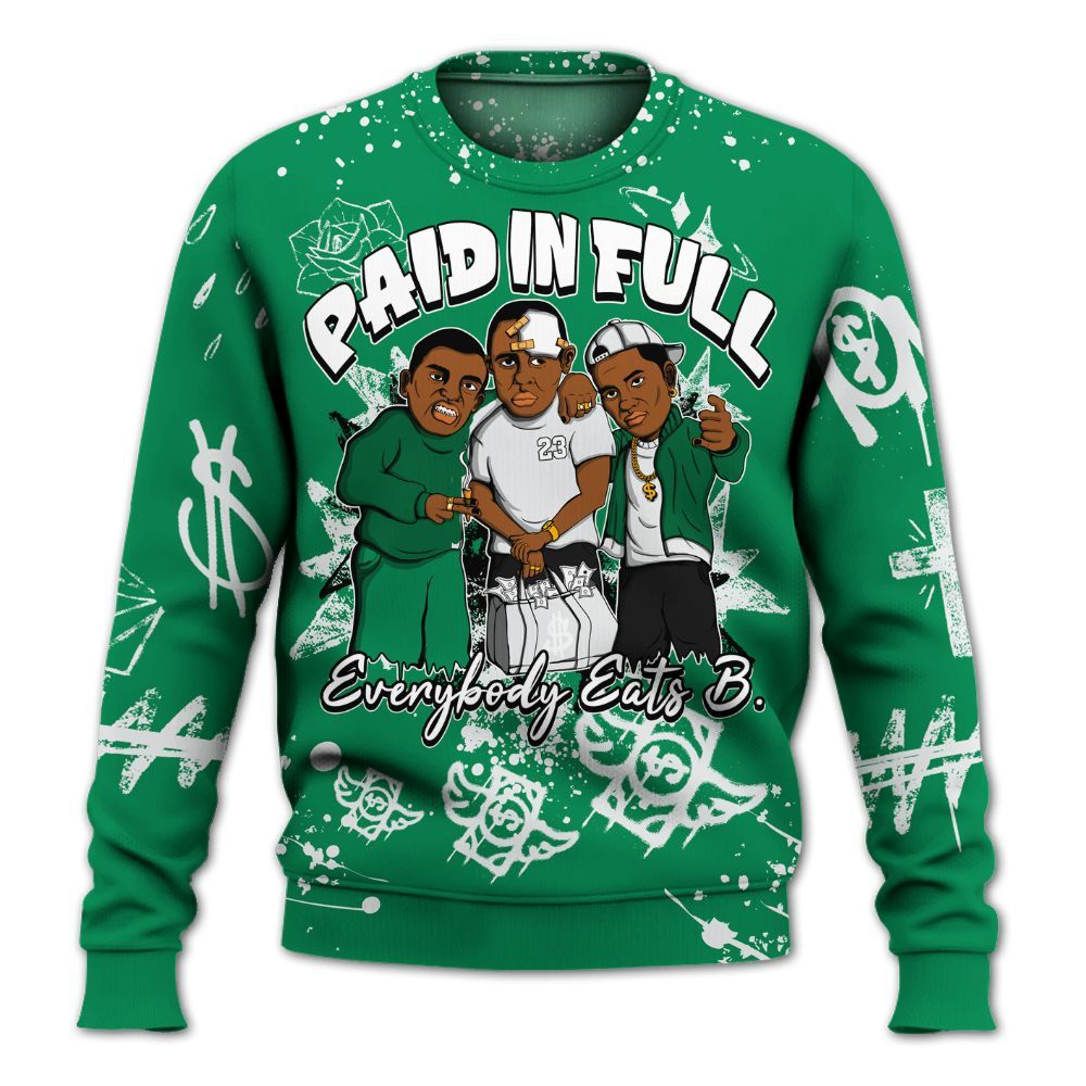 Sweatshirt To Match Mid Lucky Green 1s - Everybody Paid In Full Crayon All Over Print