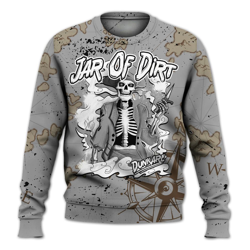 Sweatshirt To Match Black Wolf Grey 12s - Skeleton Jar Of Dirt Retro All Over Print