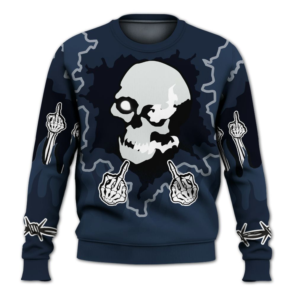 Sweatshirt To Match White Midnight Navy 6s - F Around Find Out Graphic Trapped All Over Print