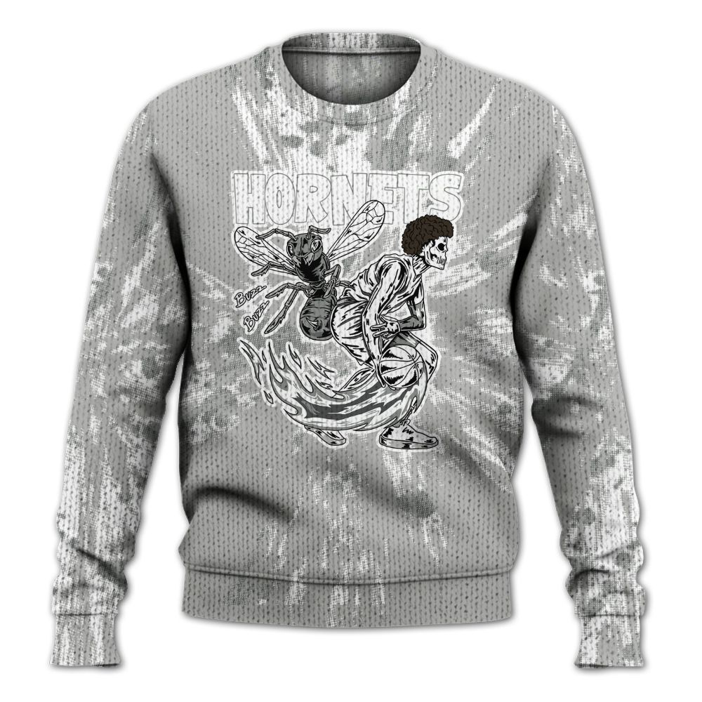 Knitted Sweater To Match Retro Wet Cement 4s - Hornets Skeleton Luxury