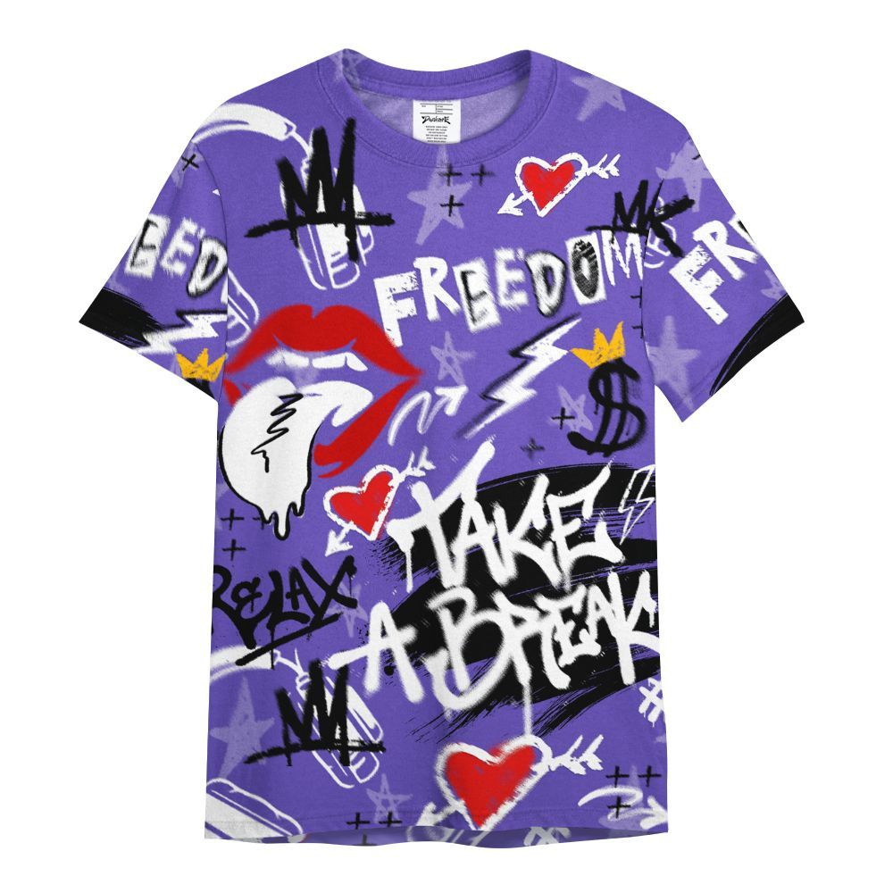 Shirt To Match Field Purple 12s - Take Break Freedom Graffiti Streetwear All Over Print
