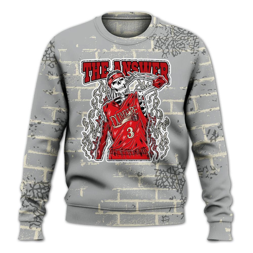 Sweatshirt To Match Cement Grey 3s - Allen Answer Skeleton Brick All Over Print