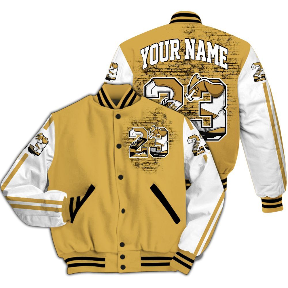 Varsity Jacket To Match Retro Light Ginger 14s - Custom Name Number 23 5s All Over Print