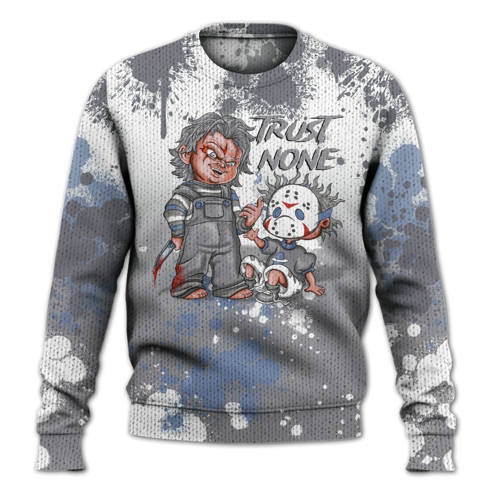 Knitted Sweater To Match Cement Grey 11s - Trust No One Scary