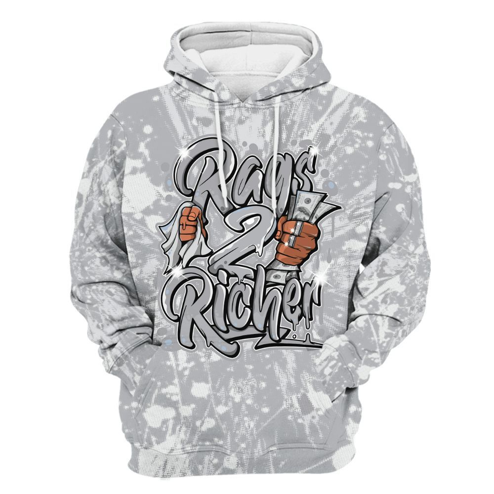 Hoodie To Match Low OG Wolf Grey 1s - Rag 2 Rich Graphic Luxury All Over Print