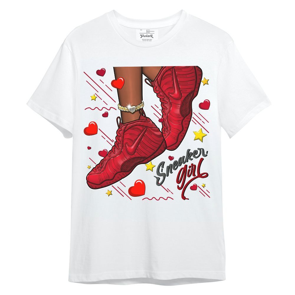 Shirt To Match Air Foamposite Pro Gym Red - SNEAKER Girl Heart Flying Graphic