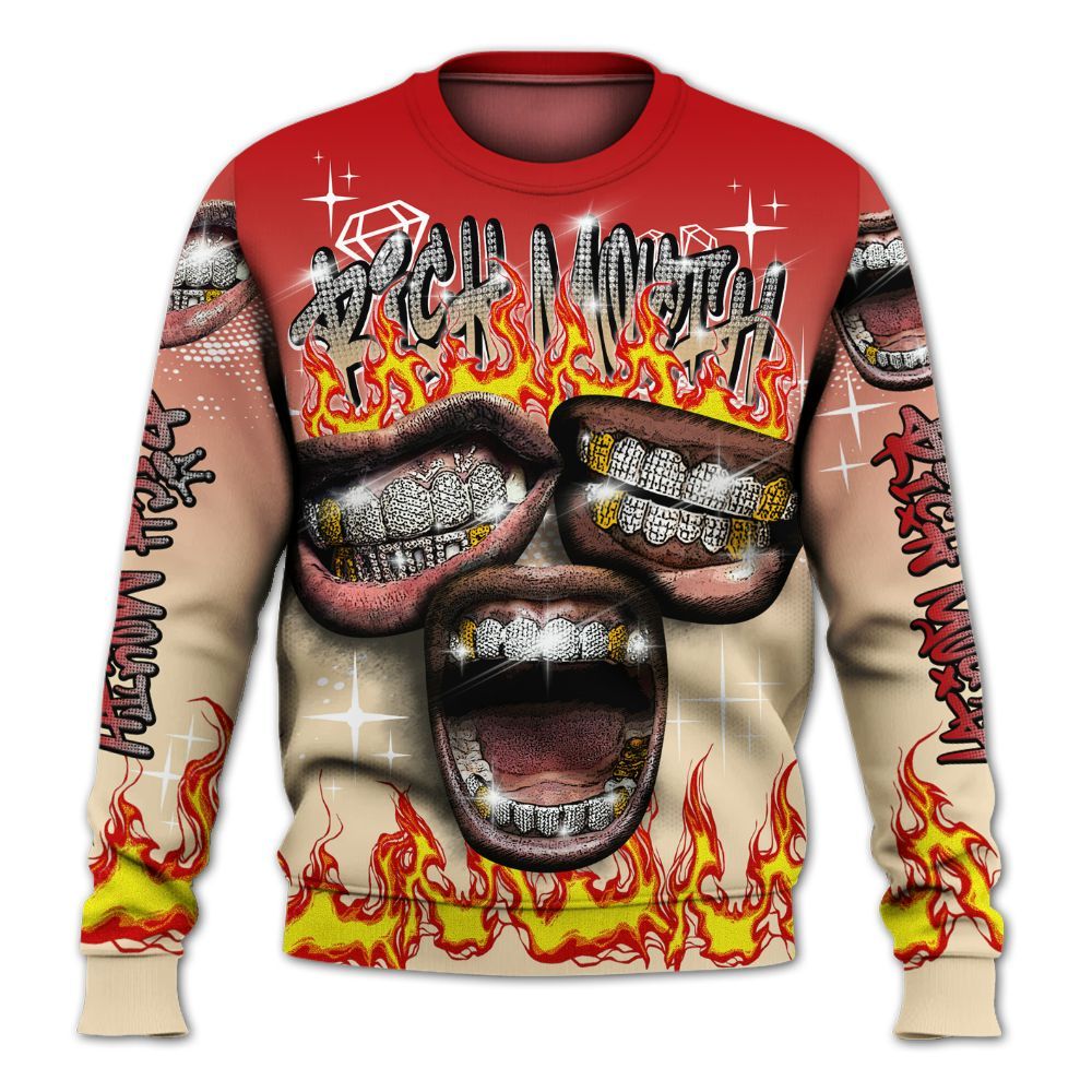 Sweatshirt To Match Dunk Low Strawberry Waffle - Rich Mouth Fire Rap Retro 90s All Over Print