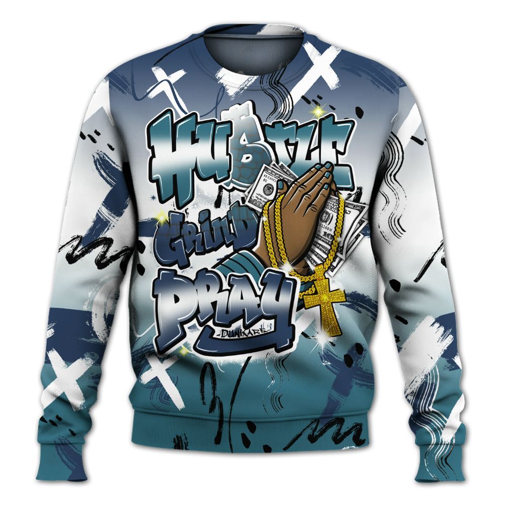 Sweatshirt To Match Air Foamposite Kazuya Mishima - Money Hustle Grind Pray All Over Print