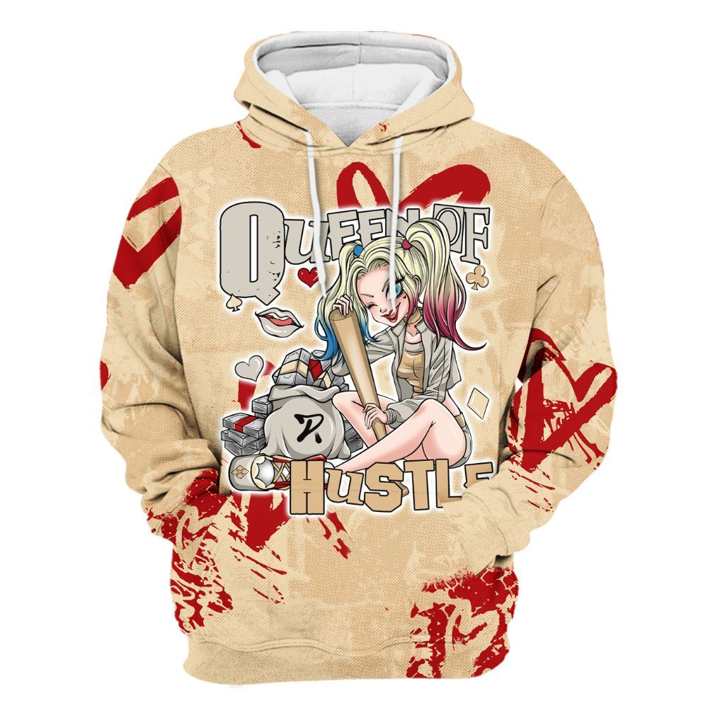 Hoodie To Match Dunk Low Strawberry Waffle - Hustles Quiinn Heart Grunge All Over Print