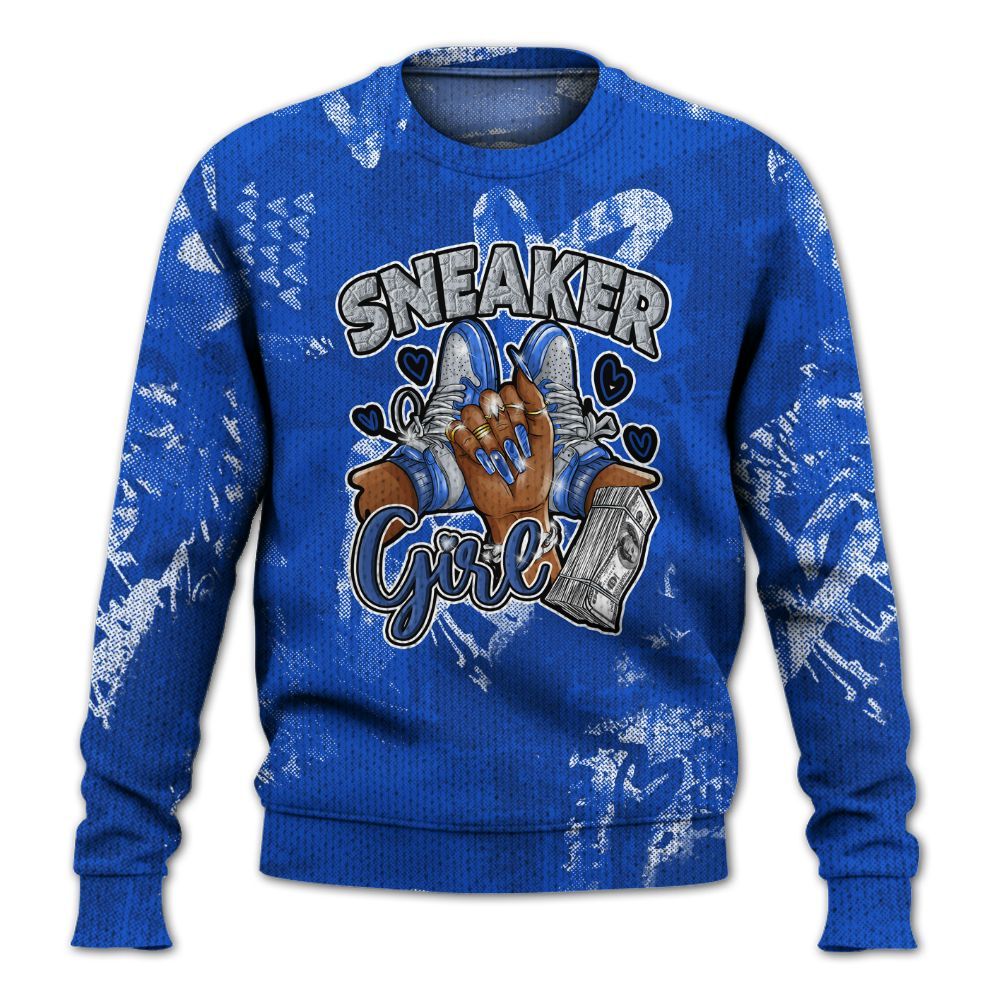Knitted Sweater To Match Air Foamposite One Royal - Sneakerz Girlz Heart Grunge