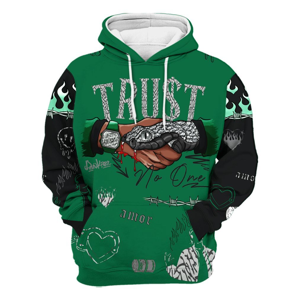 Hoodie To Match Pine Green 3s - Snake Trust No One All Over Print