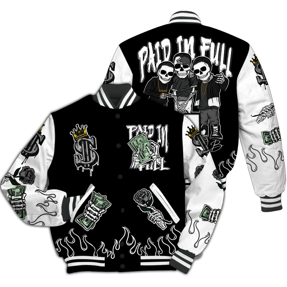 Varsity Jacket To Match White Thunder 4s - Fire Everybody Paid In All Over Print
