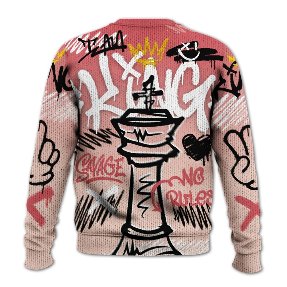 Sweater To Match Washed Coral 2s Shirt, Street King Chess Streetwear Graphic